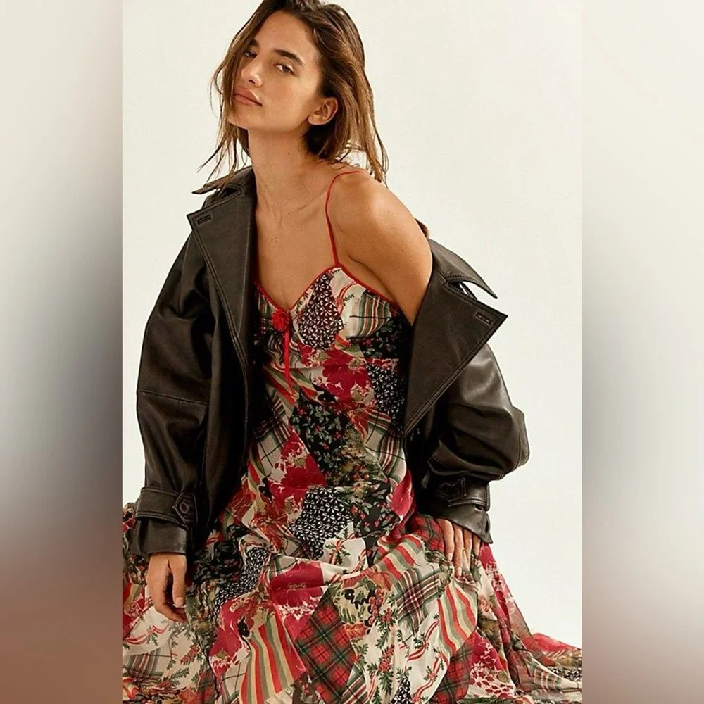 Free People ‘Tis The Season Patchwork Maxi Dress size 10 NWT